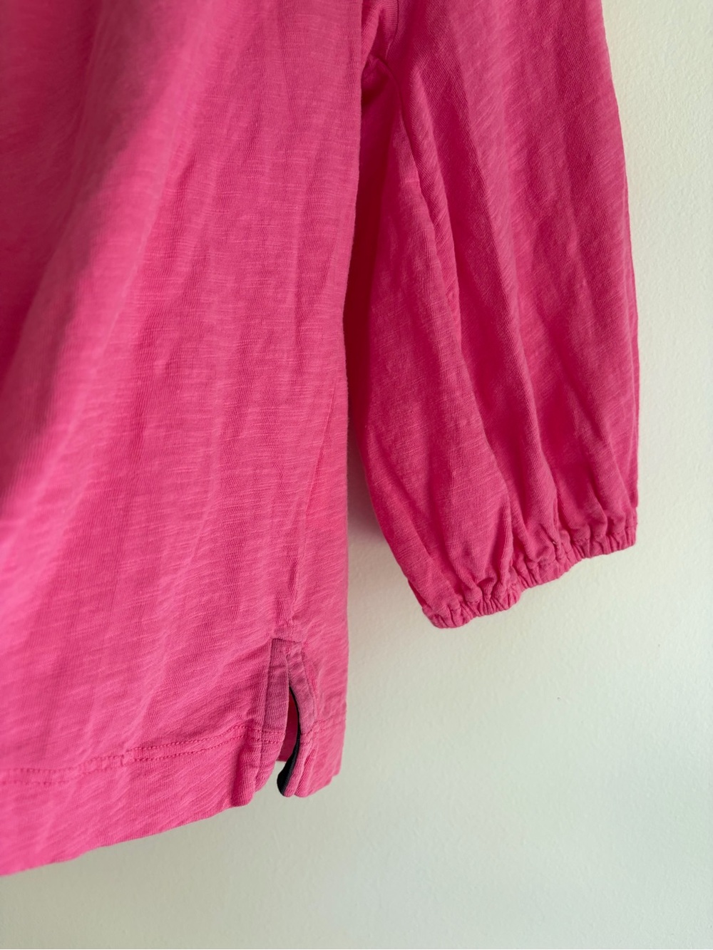 Boden Pink 100% Cotton Knit 3/4 Sleeve Peasant Blouse Size L - Picture 3 of 7